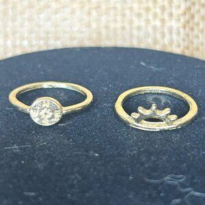 Set of 2 Gold Rings-Compass and Sunrise-Size 7.5
